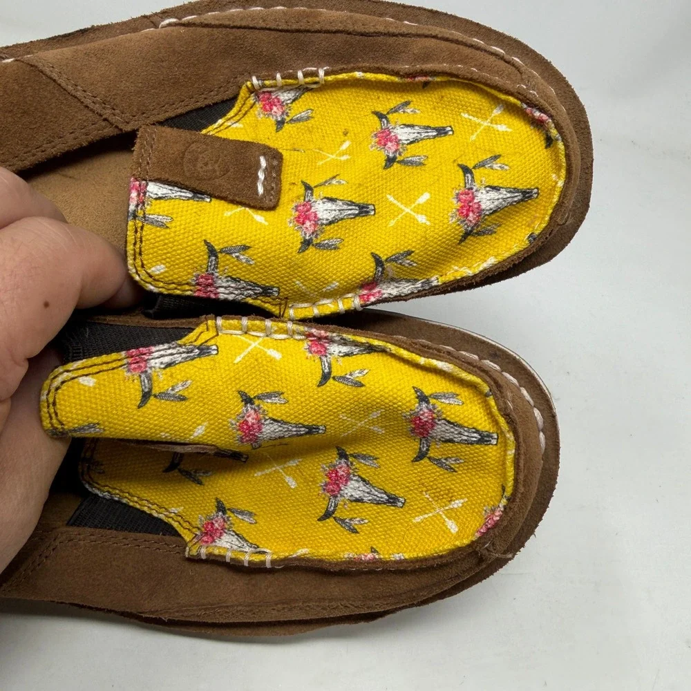 Ariat Shoes Womens 11 Cruiser Brown Yellow Floral Bull Skull 10031603 EUC